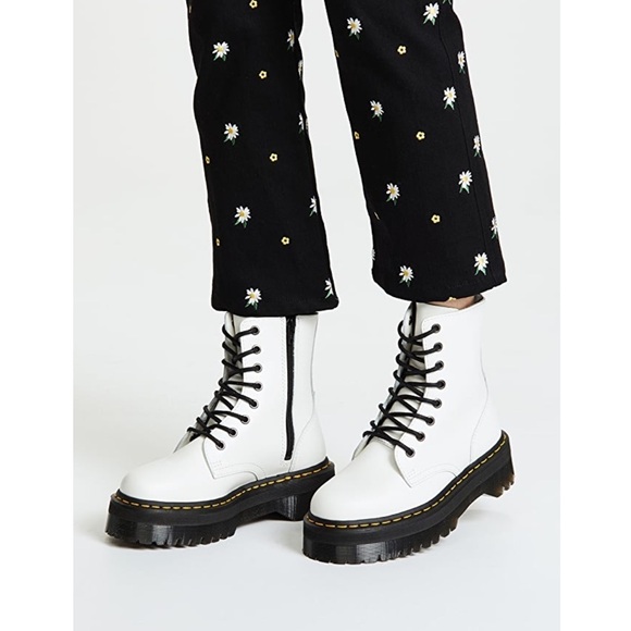 Dr. Martens Shoes - Dr. Martens Jadon Platform Boots White Smooth Leather